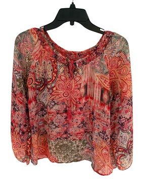 Womens Colorful Boho Blouse Size S